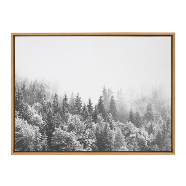 kate & laurel Sylvie Forest On A Foggy Day BW Framed Canvas by The Creative Bunch Studio