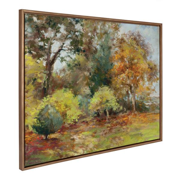 kate & laurel Sylvie Forest Walking as the Leaves Fall Framed Canvas by Nel Whatmore
