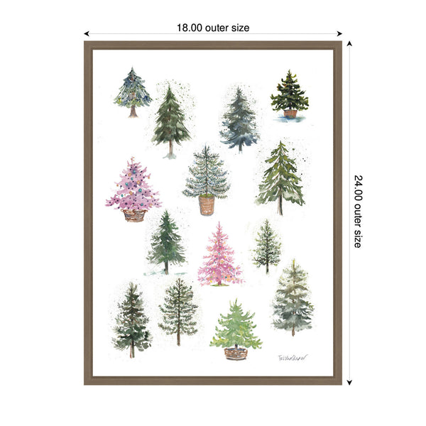 Kate & Laurel Sylvie Framed Canvas 12 Tiny Holiday Trees By Patricia Shaw