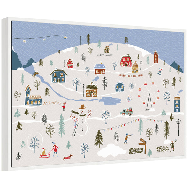 kate & laurel Sylvie Framed Canvas A Winter Village by Vicky Yorke