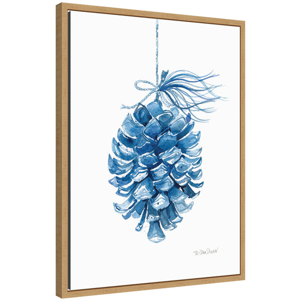 kate & laurel Sylvie Framed Canvas Blue Pine Cone by Patricia Shaw