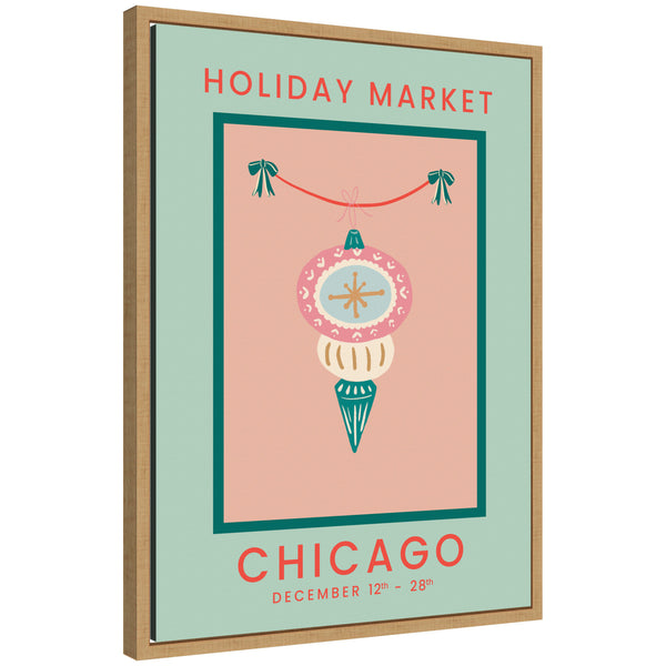 kate & laurel Sylvie Framed Canvas Chicago Christmas Market by Leonora Jennifer Benza