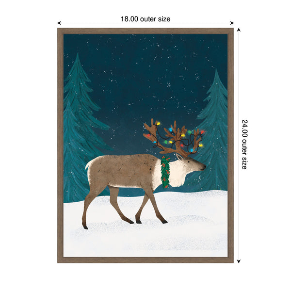 Kate & Laurel Sylvie Framed Canvas Christmas Caribou By Tania Garcia
