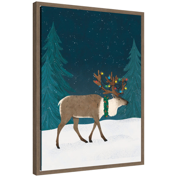 kate & laurel Sylvie Framed Canvas Christmas Caribou by Tania Garcia