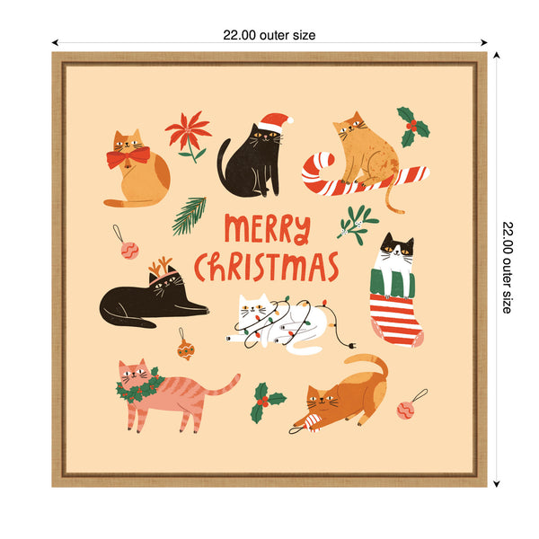 Kate & Laurel Sylvie Framed Canvas Christmas Cats By Tania Garcia