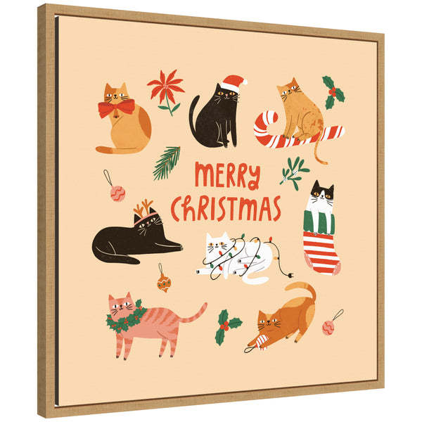 kate & laurel Sylvie Framed Canvas Christmas Cats by Tania Garcia