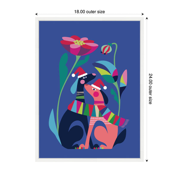 Kate & Laurel Sylvie Framed Canvas Christmas Dogs Love By Rachel Lee
