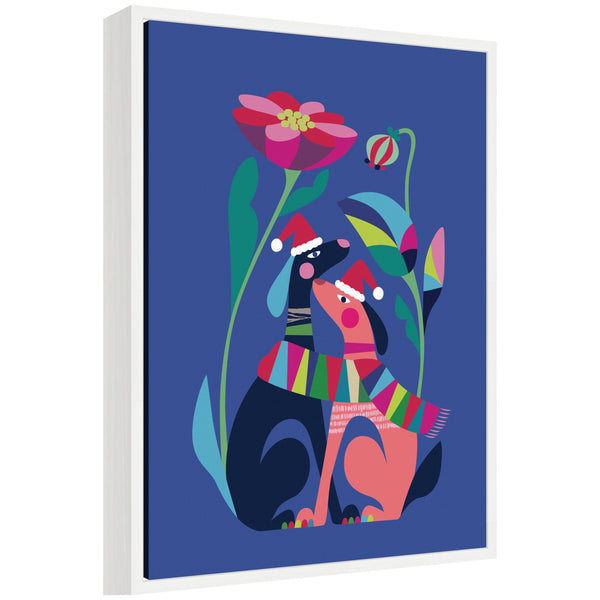 kate & laurel Sylvie Framed Canvas Christmas Dogs Love by Rachel Lee