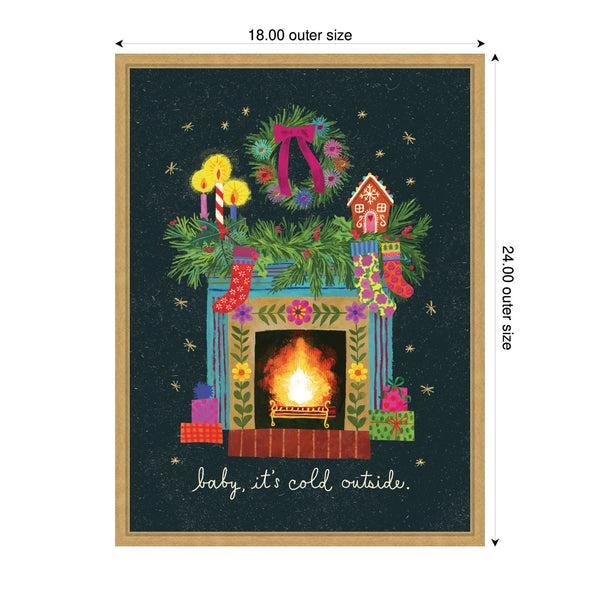 Kate & Laurel Sylvie Framed Canvas Christmas Fireplace By Shannon Snow