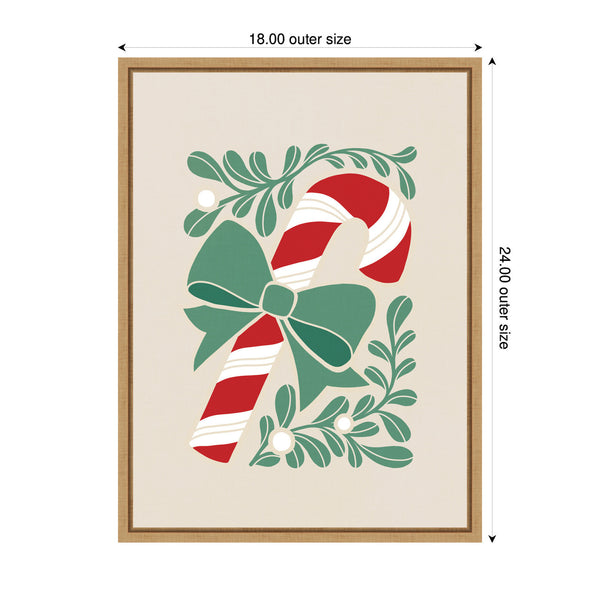 Kate & Laurel Sylvie Framed Canvas Christmas Icons Prima Set Candy Cane By Dominique Vari