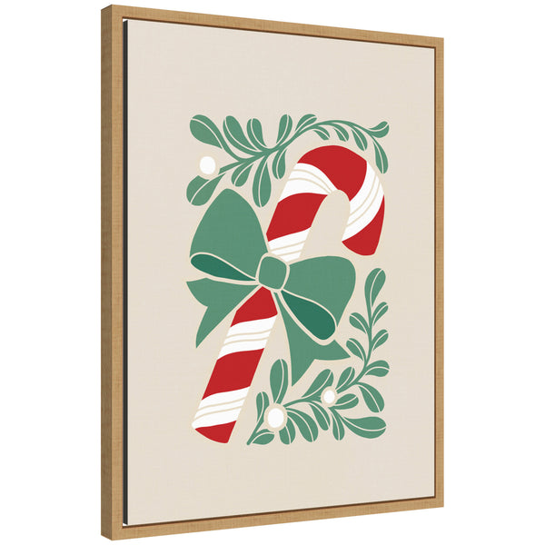 kate & laurel Sylvie Framed Canvas Christmas Icons Prima Set Candy Cane by Dominique Vari