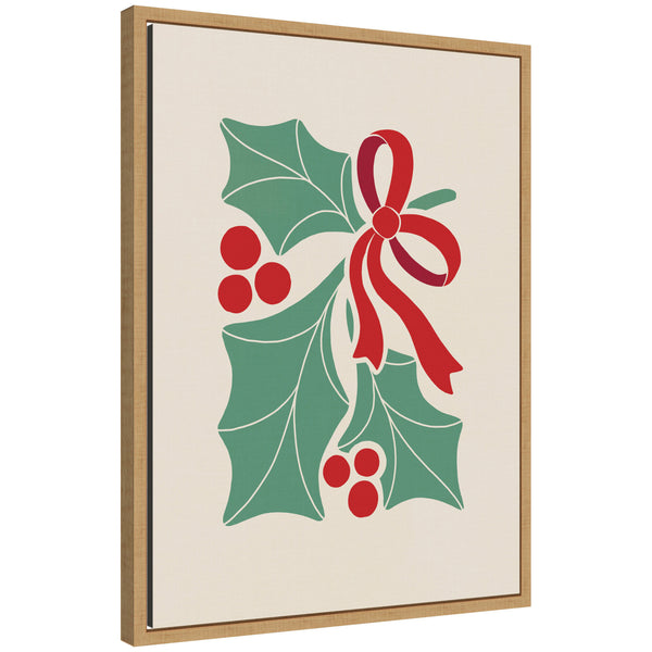 kate & laurel Sylvie Framed Canvas Christmas Icons Prima Set Nouveau Holly by Dominique Vari
