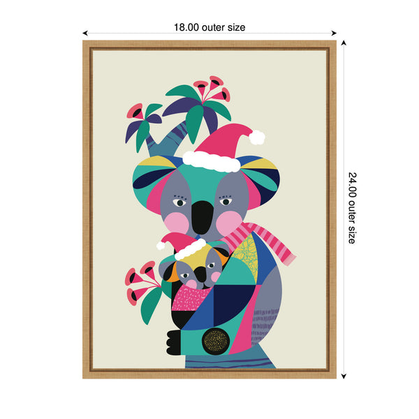 Kate & Laurel Sylvie Framed Canvas Christmas Koala By Rachel Lee