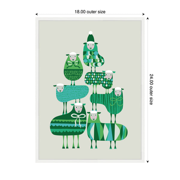 Kate & Laurel Sylvie Framed Canvas Christmas Sheep By Rachel Lee