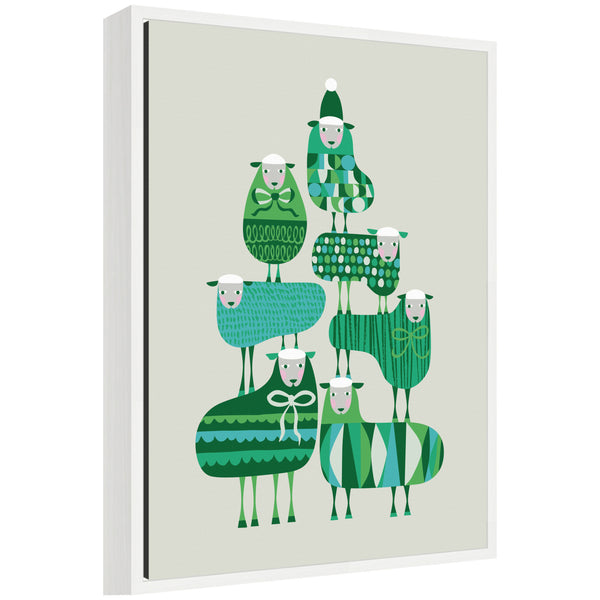 kate & laurel Sylvie Framed Canvas Christmas Sheep by Rachel Lee