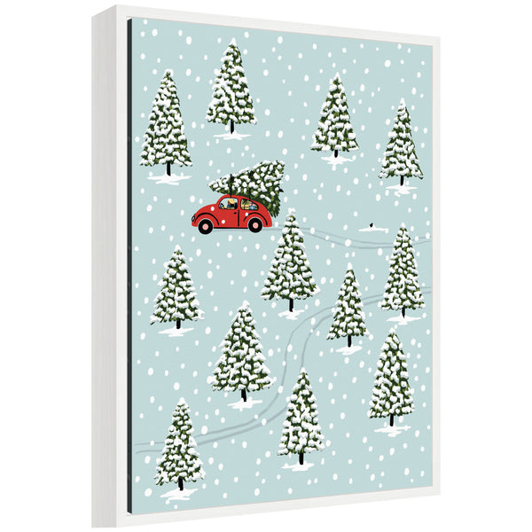 kate & laurel Sylvie Framed Canvas Christmas Tree Hunt by Bex Morley Design
