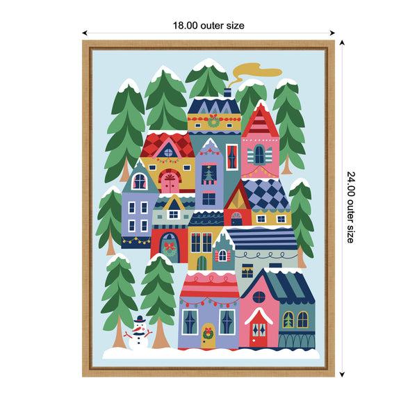 Kate & Laurel Sylvie Framed Canvas Cozy Houses By Rachel Lee