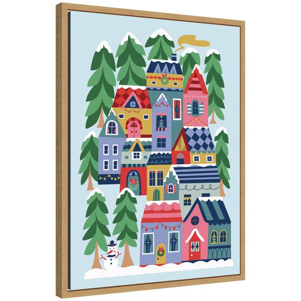 kate & laurel Sylvie Framed Canvas Cozy Houses by Rachel Lee