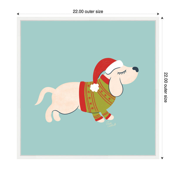 Kate & Laurel Sylvie Framed Canvas Cute Christmas Beagle By Carrie Cantwell