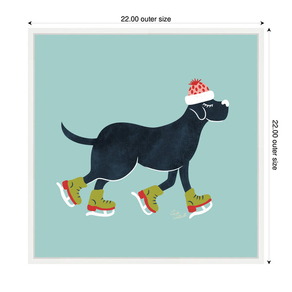 Kate & Laurel Sylvie Framed Canvas Cute Christmas Black Labrador Retriever By Carrie Cantwell