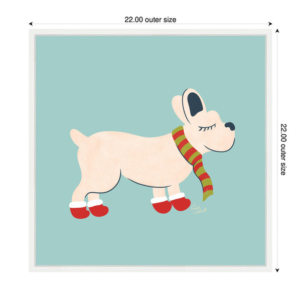 Kate & Laurel Sylvie Framed Canvas Cute Christmas Frenchie By Carrie Cantwell