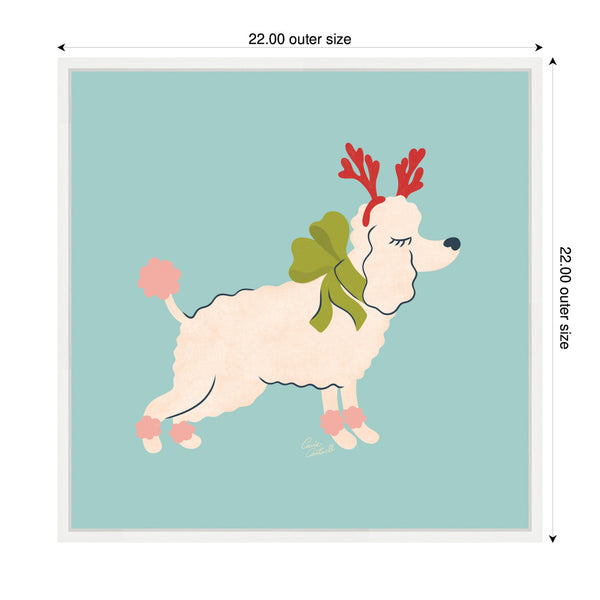 Kate & Laurel Sylvie Framed Canvas Cute Christmas Poodle By Carrie Cantwell