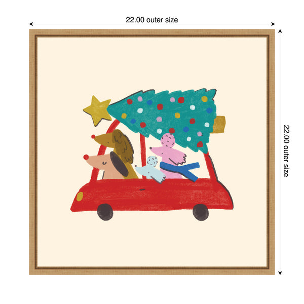 Kate & Laurel Sylvie Framed Canvas Driving Home For Christmas By Aislinn Simmonds Duchess Plum