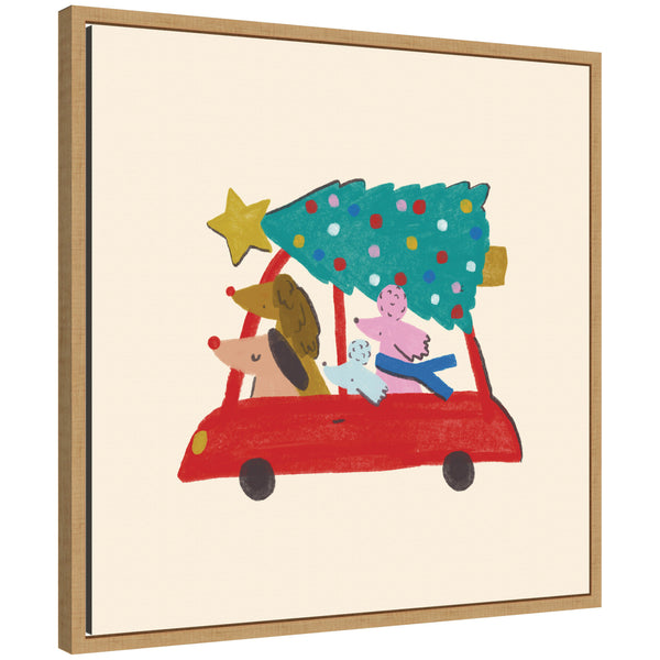 kate & laurel Sylvie Framed Canvas Driving Home For Christmas by Aislinn Simmonds Duchess Plum