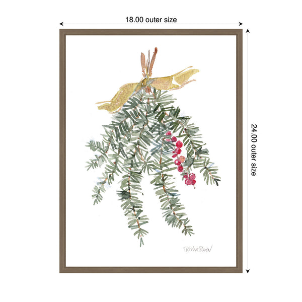 Kate & Laurel Sylvie Framed Canvas Evergreen Spray With Red Berries By Patricia Shaw