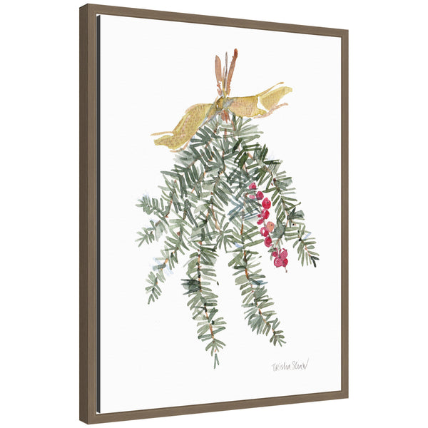 kate & laurel Sylvie Framed Canvas Evergreen Spray With Red Berries by Patricia Shaw