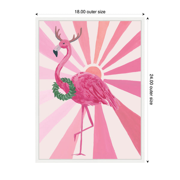 Kate & Laurel Sylvie Framed Canvas Festive Flamingo By Teju Reval