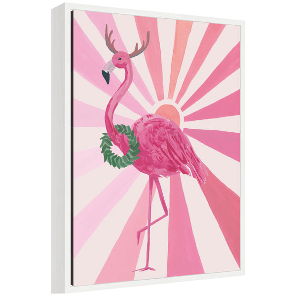 kate & laurel Sylvie Framed Canvas Festive Flamingo by Teju Reval