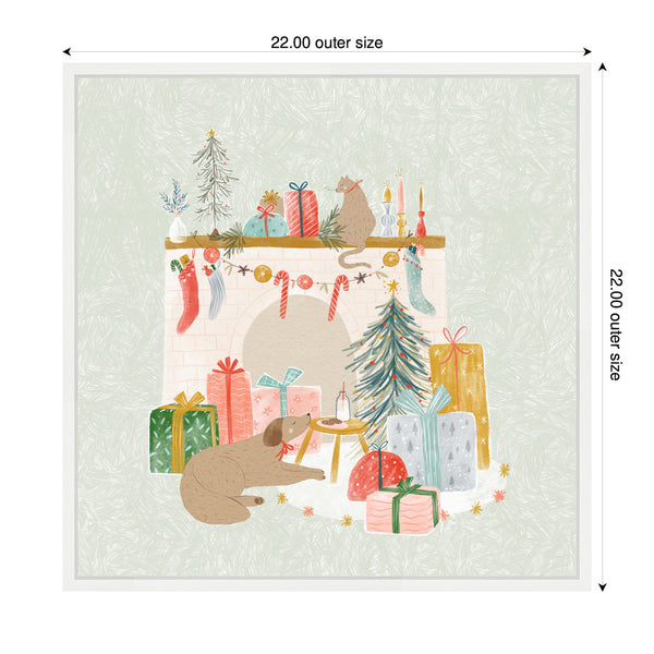 Kate & Laurel Sylvie Framed Canvas Festive Holiday Pet Fireplace By Jill Labieniec