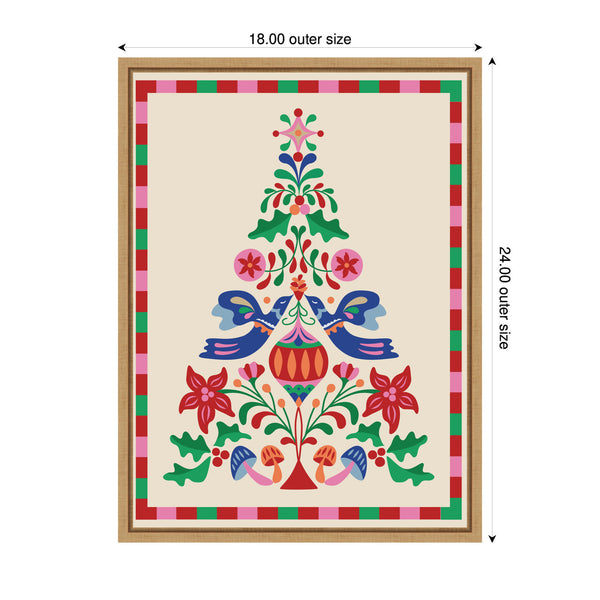 Kate & Laurel Sylvie Framed Canvas Folk Art Christmas Tree By Rachel Lee