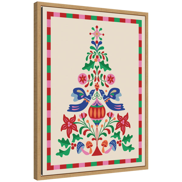 kate & laurel Sylvie Framed Canvas Folk Art Christmas Tree by Rachel Lee