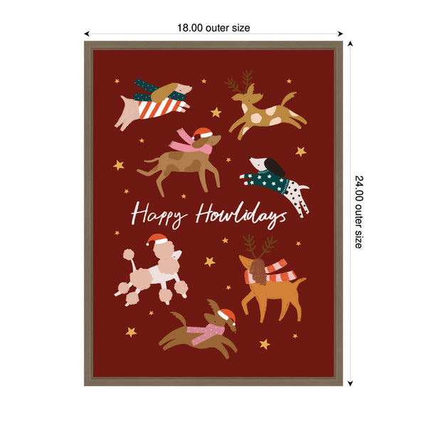 Kate & Laurel Sylvie Framed Canvas Happy Howlidays By Aislinn Simmonds Duchess Plum