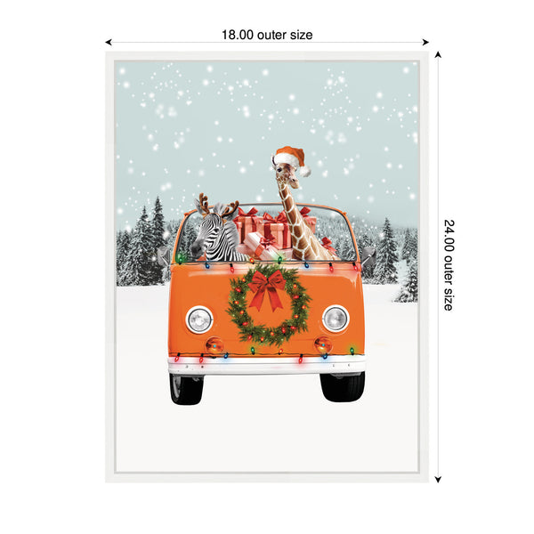 Kate & Laurel Sylvie Framed Canvas Holiday Van By Iulia Emelianteva Julyartprints