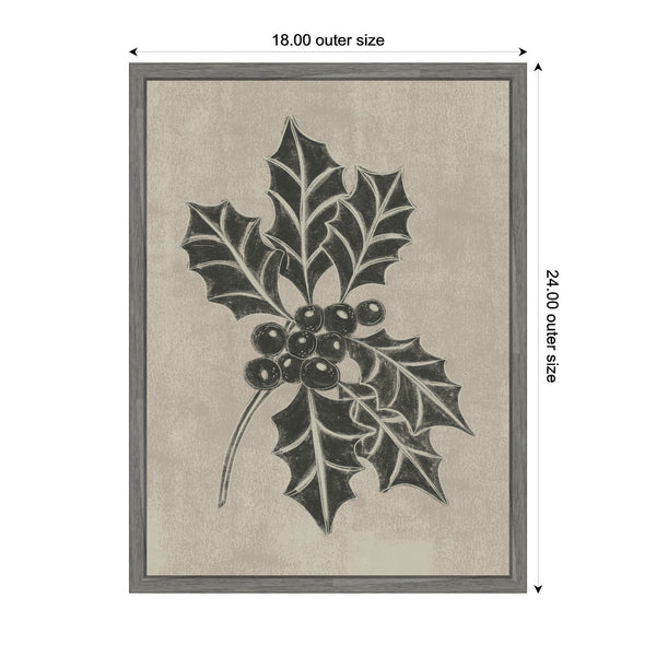 Kate & Laurel Sylvie Framed Canvas Holly Berry By Nikita Jariwala