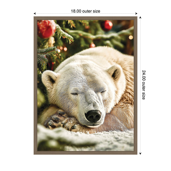 Kate & Laurel Sylvie Framed Canvas Icebear Sleeping Beneath A Christmas Tree By Michael Schauer