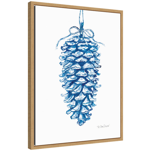 kate & laurel Sylvie Framed Canvas Large Blue Pine Cone by Patricia Shaw