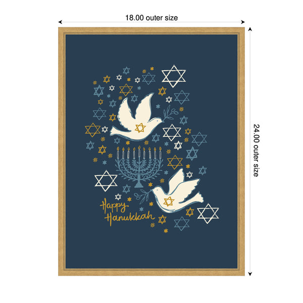 Kate & Laurel Sylvie Framed Canvas Love And Light Happy Hanukkah By Vicky Yorke
