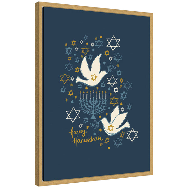 kate & laurel Sylvie Framed Canvas Love and Light Happy Hanukkah by Vicky Yorke