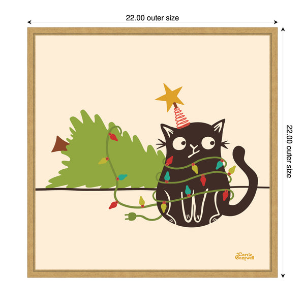 Kate & Laurel Sylvie Framed Canvas Meowy Christmas Dear Santa By Carrie Cantwell