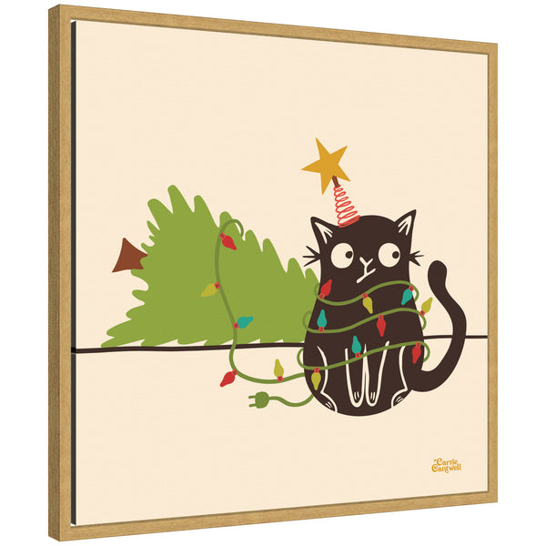 kate & laurel Sylvie Framed Canvas Meowy Christmas Dear Santa by Carrie Cantwell
