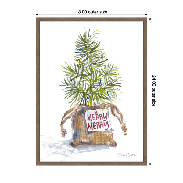 Kate & Laurel Sylvie Framed Canvas Merry Seedling In Burlap By Patricia Shaw