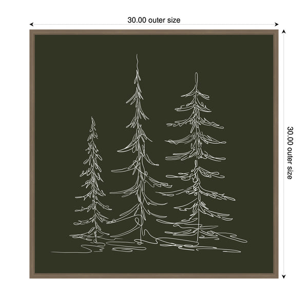 Kate & Laurel Sylvie Framed Canvas Minimalist Evergreen Trees Sketch Green By The Creative Bunch Studio