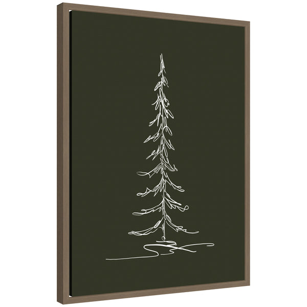 kate & laurel Sylvie Framed Canvas Minimalist Evergreen Trees Sketch 1 Green by The Creative Bunch Studio