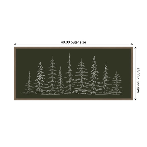 Kate & Laurel Sylvie Framed Canvas Minimalist Evergreen Trees Sketch By The Creative Bunch Studio