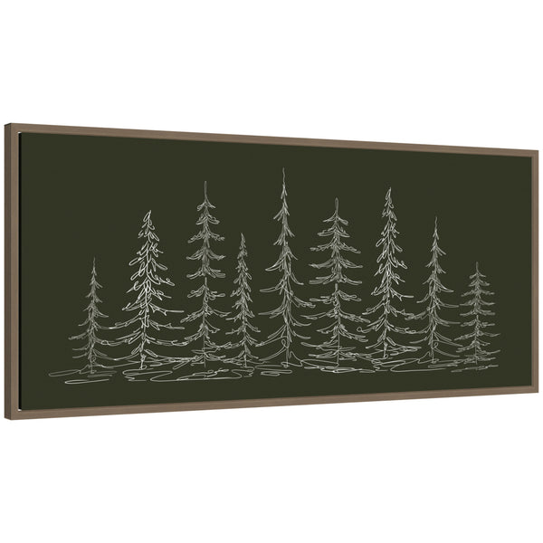 kate & laurel Sylvie Framed Canvas Minimalist Evergreen Trees Sketch by The Creative Bunch Studio