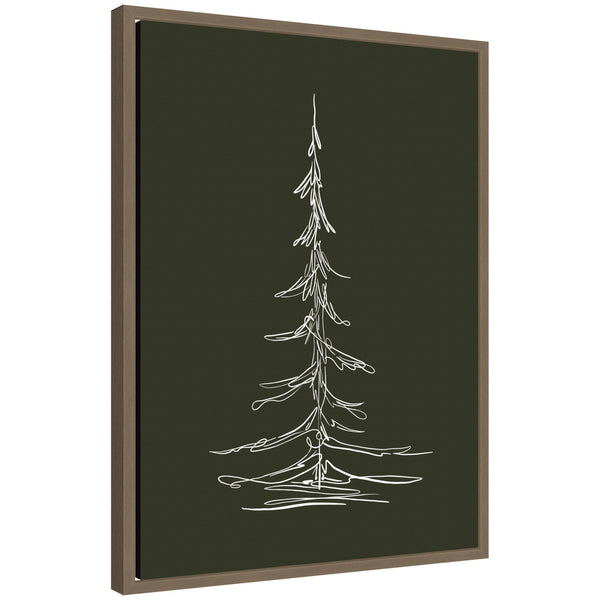 kate & laurel Sylvie Framed Canvas Minimalist Evergreen Trees Sketch 2 Green by The Creative Bunch Studio